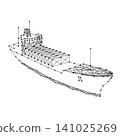 container ship from abstract futuristic polygonal black lines and dots 141025269