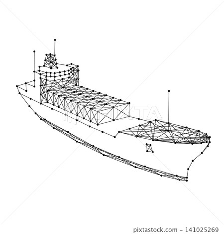 container ship from abstract futuristic polygonal black lines and dots container ship from abstract futuristic polygonal black lines and dots 141025269