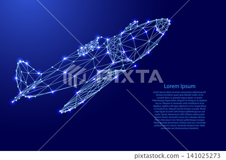 old fighter plane from futuristic polygonal blue lines and glowing stars for banner, poster, greeting card old fighter plane from futuristic polygonal blue lines and glowing stars for banner, poster, greeting card 141025273