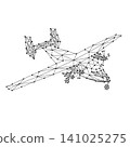 light-engine aircraft from abstract futuristic polygonal black lines and dots 141025275