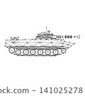 combat tracked tank from abstract futuristic polygonal black lines and dots 141025278