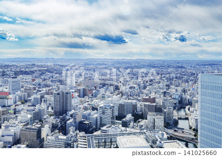 A panoramic view of the vast urban landscape around Yokohama Minato Mirai. A panoramic view of the vast urban landscape around Yokohama Minato Mirai. 141025660