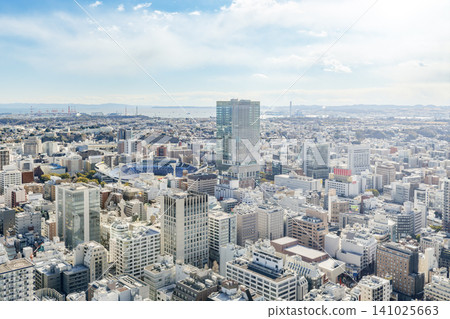 A panoramic view of the vast urban landscape around Yokohama Minato Mirai. A panoramic view of the vast urban landscape around Yokohama Minato Mirai. 141025663