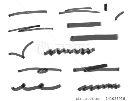 A set of handwritten-style underlines and checkmarks drawn with a monochrome highlighter. A set of handwritten-style underlines and checkmarks drawn with a monochrome highlighter. 141025936