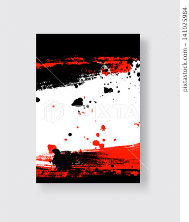 Black and Red ink brush stroke on white background. Japanese style. 141025984