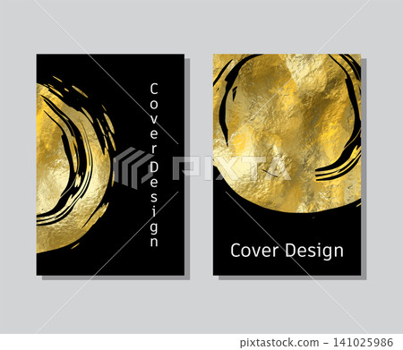 Gold foil abstract grunge banner. Texture, gold foil effect background vector illustration. 141025986