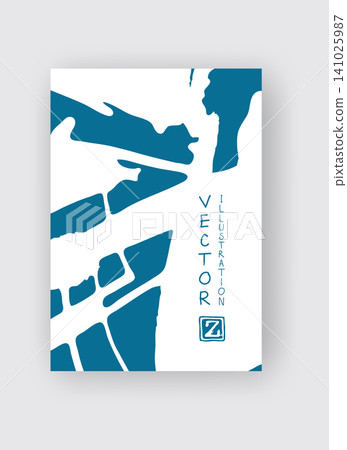 White ink brush stroke on blue background. Japanese style. White ink brush stroke on blue background. Japanese style. 141025987