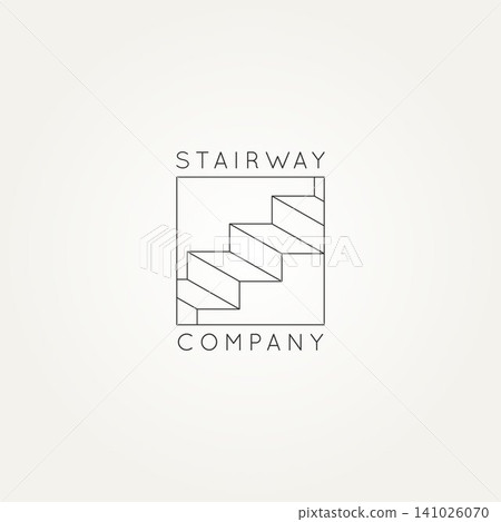 simple stairway line art logo template vector illustration design. minimalist architecture or interior company logo concept simple stairway line art logo template vector illustration design. minimalist architecture or interior company logo concept 141026070