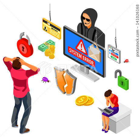Hacker Phishing Activity Isometric Concept Hacker Phishing Activity Isometric Concept 141026168