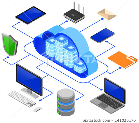 Cloud Computing Technology Isometric Cloud Computing Technology Isometric 141026170