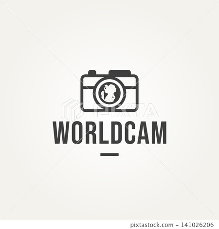 minimalist world cam icon logo template vector illustration design . simple logo of the international photographer or world photography day 141026206