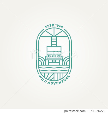 minimalist wild adventure 4x4 offroad line art badge logo template vector illustration design. simple expedition offroader emblem logo Ideas 141026270