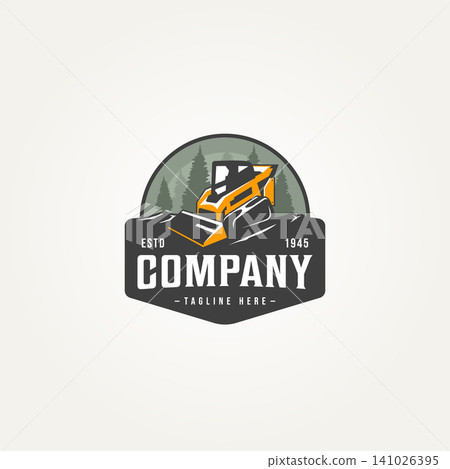skid steer machine construction icon label emblem logo template vector illustration design. heavy equipment land clearing machine badge logo concept skid steer machine construction icon label emblem logo template vector illustration design. heavy equipment land clearing machine badge logo concept 141026395