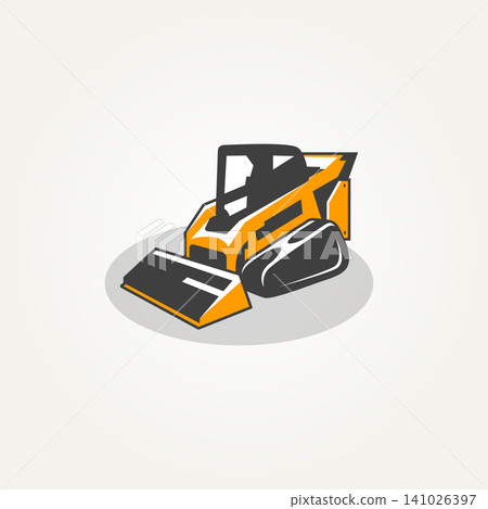 isolated skid steer machine construction icon label logo template vector illustration design. land clearing machine vector isolated skid steer machine construction icon label logo template vector illustration design. land clearing machine vector 141026397