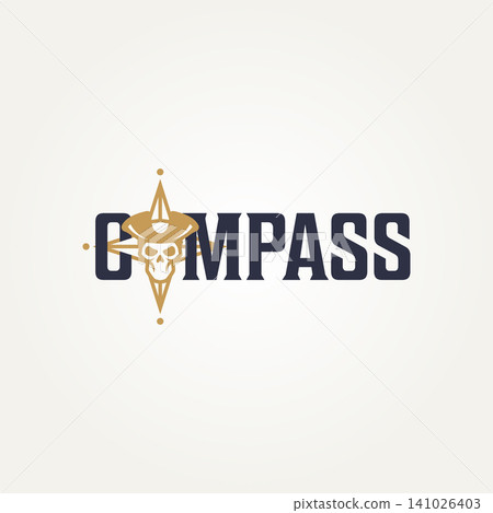 modern minimalist compass wind rose with skull of pirates label icon logo template vector illustration design modern minimalist compass wind rose with skull of pirates label icon logo template vector illustration design 141026403