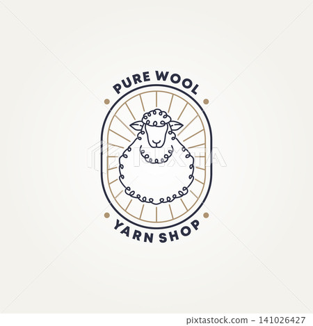 minimalist sheep pure wool and cotton line art badge icon logo template vector illustration design. simple modern yarn shop emblem logo concept minimalist sheep pure wool and cotton line art badge icon logo template vector illustration design. simple modern yarn shop emblem logo concept 141026427