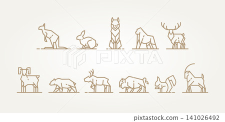 set of modern minimalist line art wild animal logo icon template vector illustration design set of modern minimalist line art wild animal logo icon template vector illustration design 141026492