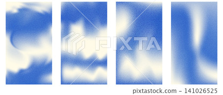 Blue grain gradient social media post template set. Noisy sky background with blur sand gradation. Liquid speckle navy template for story design. Vector abstract blue grainy gradient for backdrop Blue grain gradient social media post template set. Noisy sky background with blur sand gradation. Liquid speckle navy template for story design. Vector abstract blue grainy gradient for backdrop 141026525