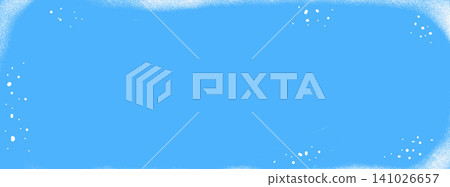 Bright frozen frame effect with ice grunge overlay and winter snow border. Grainy chalk spray, white splatter drops on blue backdrop. Worn vector frame with frozen rink texture for presentation slide Bright frozen frame effect with ice grunge overlay and winter snow border. Grainy chalk spray, white splatter drops on blue backdrop. Worn vector frame with frozen rink texture for presentation slide 141026657
