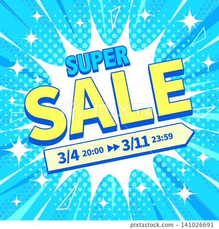 A square blue sale announcement banner with customizable date and time, featuring focus lines, sea urchin flash, and glitter effects. A square blue sale announcement banner with customizable date and time, featuring focus lines, sea urchin flash, and glitter effects. 141026691