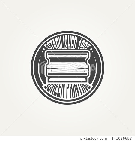 vintage classic screen printing emblem logo template vector illustration design. retro squeegees silkscreen badge logo concept vintage classic screen printing emblem logo template vector illustration design. retro squeegees silkscreen badge logo concept 141026698