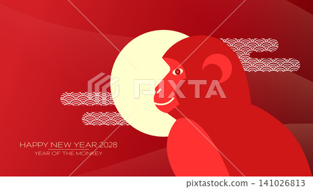 Cny monkey 2028 flat design card design template Cny monkey 2028 flat design card design template 141026813