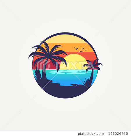 simple modern tropical beach icon logo template vector illustration design. ocean tropical paradise logo concept simple modern tropical beach icon logo template vector illustration design. ocean tropical paradise logo concept 141026856