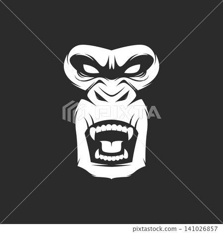 isolated angry monkey gorilla face icon logo template vector illustration design 141026857