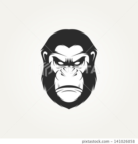 isolated angry monkey gorilla icon logo template vector illustration design. monkey ape head character design 141026858