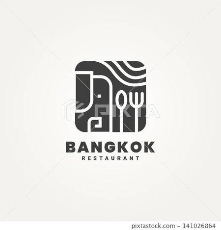 minimalist thai bangkok cuisine icon logo template vector illustration design. simple modern icon of asian food or Thailand restaurant menu 141026864