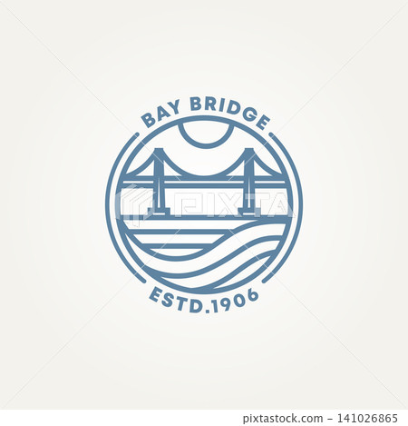minimalist bay ridge badge logo template vector illustration design. simple modern bridge and river emblem logo concept minimalist bay ridge badge logo template vector illustration design. simple modern bridge and river emblem logo concept 141026865