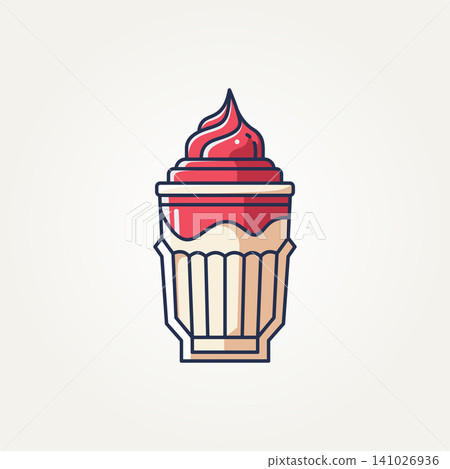 isolated fresh milkshake flat icon logo template vector illustration design. simple modern cafes, ice cream parlors, food trucks logo concept 141026936