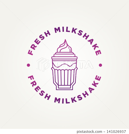 minimalist fresh milkshake icon logo template vector illustration design. simple modern cafes, ice cream parlors, dessert shops logo concept minimalist fresh milkshake icon logo template vector illustration design. simple modern cafes, ice cream parlors, dessert shops logo concept 141026937