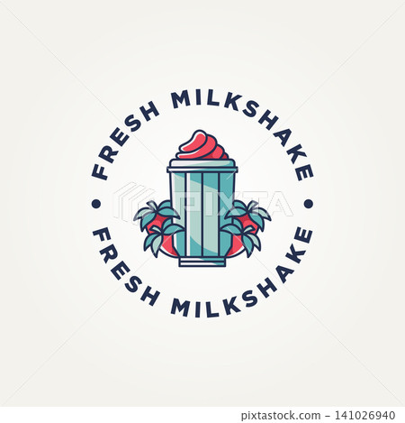 minimalist strawberry fruits milkshake icon logo template vector illustration design. simple modern cafes, ice cream parlors, dessert shops logo concept minimalist strawberry fruits milkshake icon logo template vector illustration design. simple modern cafes, ice cream parlors, dessert shops logo concept 141026940