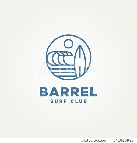 barrel wave surf club minimalist line art logo template vector illustration design. simple modern surfer, water sport, surfboard logo concept barrel wave surf club minimalist line art logo template vector illustration design. simple modern surfer, water sport, surfboard logo concept 141026986