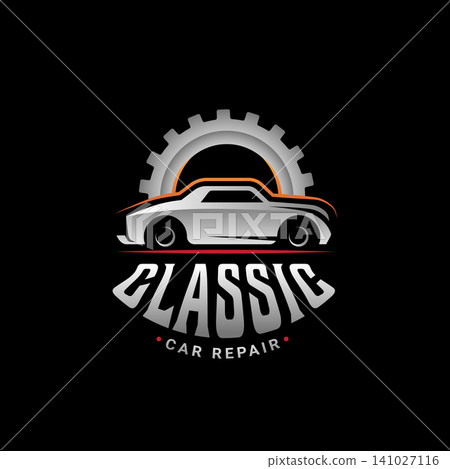 classic car repair garage icon logo template vector illustration design. car garage, automotive and gear logo concept classic car repair garage icon logo template vector illustration design. car garage, automotive and gear logo concept 141027116