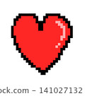 Pixel art red heart icon, 8 bit retro gaming health life symbol isolated 141027132