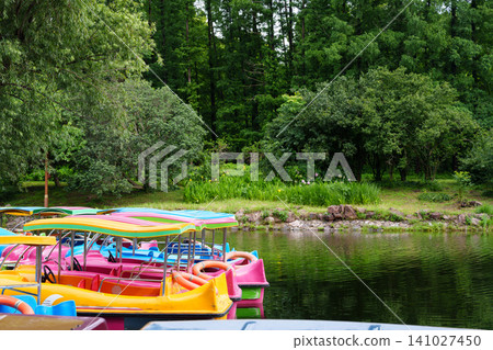 Colorful bumper boats at an amusement park Colorful bumper boats at an amusement park 141027450