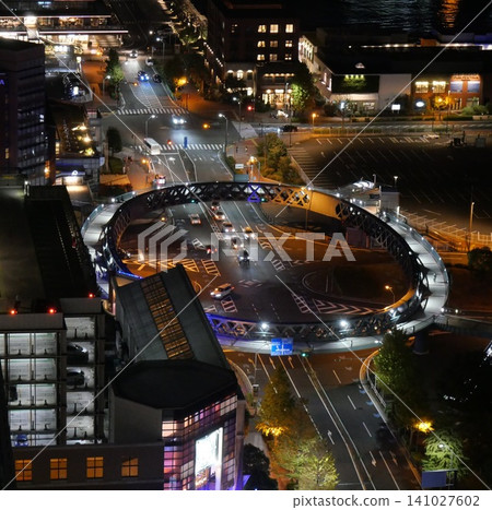 Shinminato Circle Walk, illuminated at night Shinminato Circle Walk, illuminated at night 141027602