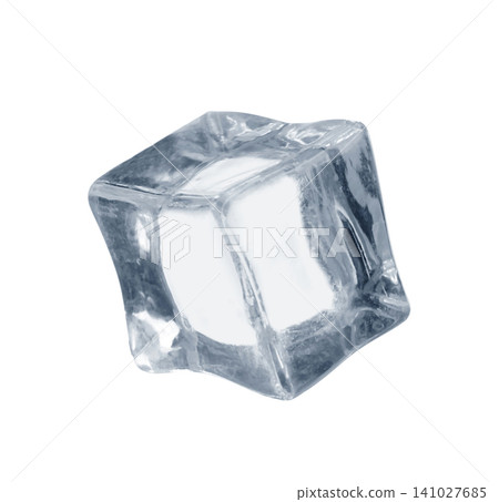 Crystal clear ice cube isolated on white Crystal clear ice cube isolated on white 141027685
