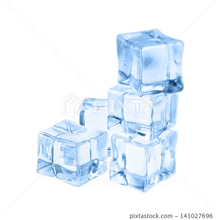 Crystal clear ice cubes isolated on white Crystal clear ice cubes isolated on white 141027696