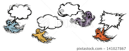 Various character of ghosts with blank speech bubble isolated 141027867