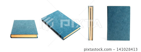 Set of hardcover books on white background Set of hardcover books on white background 141028413