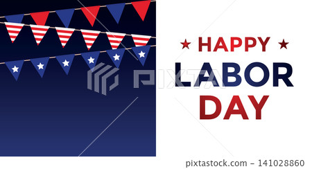 happy labor day celebration with party flags vector illustration happy labor day celebration with party flags vector illustration 141028860
