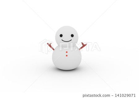A cute, smiling 3D snowman character placed on a white background. A cute, smiling 3D snowman character placed on a white background. 141029071