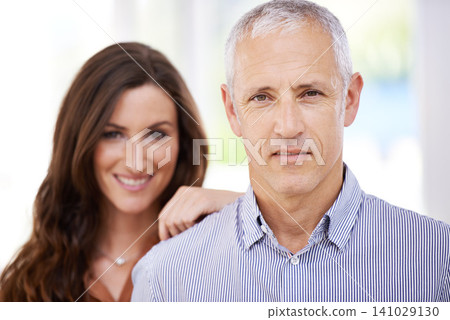 Portrait, happy and senior man with woman for love, commitment and support with trust for relationship. Couple, age difference and together with pride for connection, bonding and respect with loyalty Portrait, happy and senior man with woman for love, commitment and support with trust for relationship. Couple, age difference and together with pride for connection, bonding and respect with loyalty 141029130