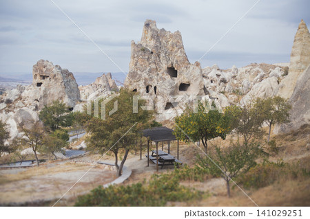 Ancient cave dwellings and fairy chimneys in Goreme National Park Cappadocia Ancient cave dwellings and fairy chimneys in Goreme National Park Cappadocia 141029251