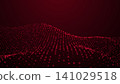 Abstract Red Digital Particle Wave Landscape on Dark Background, Futuristic Data Surface with Copy Space 141029518