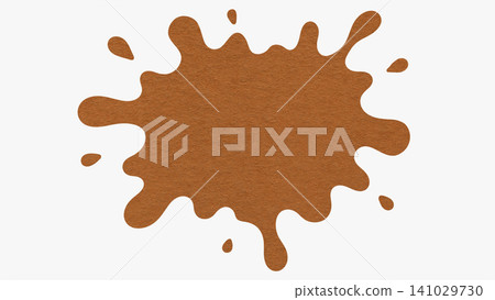 Rust splash with copy space from textured paper isolated on white background. Abstract cutout stain and splat blot for design 141029730