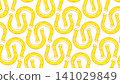Golden horseshoes arranged in a geometric pattern. Vector luck and fortune background 141029849